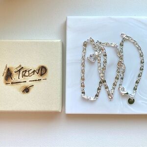 Sterling Silver 4mm Floral Link Necklace - Silver